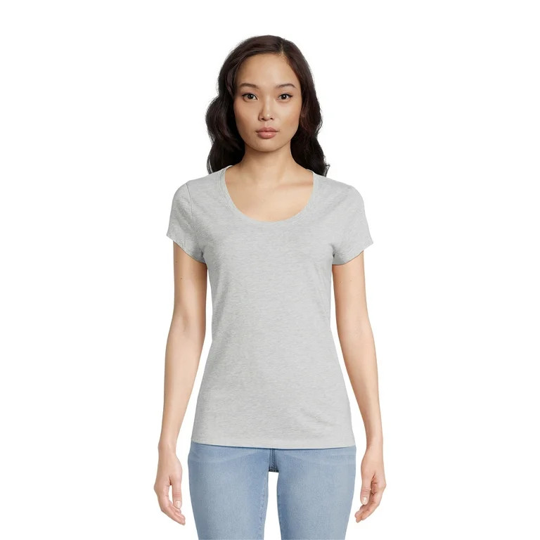 No Boundaries Scoop Neck Tee with Short Sleeves, Women’s and Women’s Plus | Walmart (US)