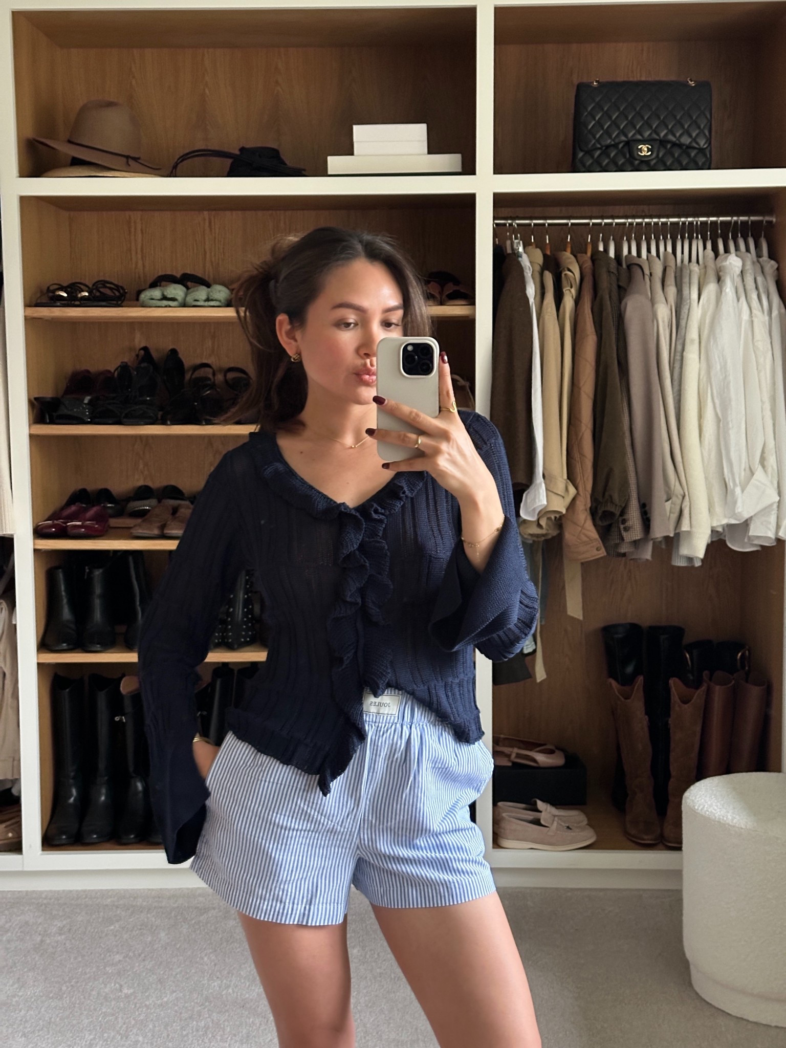 Spring / summer outfit 🤍 
Stripped shorts, knit, cardigan 

#LTKsummer #LTKuk #LTKspring