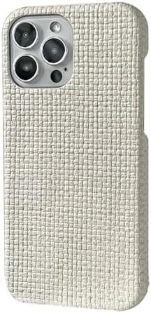 Minimalist Woven Leather Phone Case, Beige Aesthetics Case Cover for iPhone 15 14 13 12 11 Pro Ma... | Amazon (US)