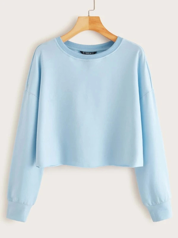 SHEIN Solid Drop Shoulder Pullover | SHEIN