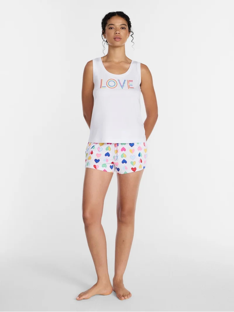Joyspun Women's Tank Top and Shorts Pajama Set, 2-Piece, Sizes XS-3X | Walmart (US)
