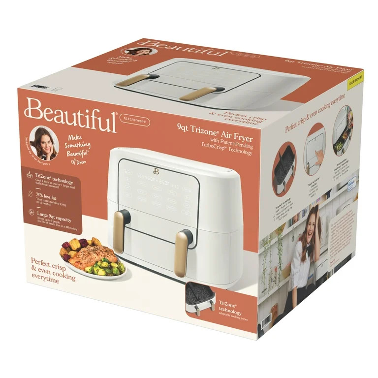 Beautiful 9 QT TriZone Air Fryer, White Icing by Drew Barrymore - Walmart.com | Walmart (US)
