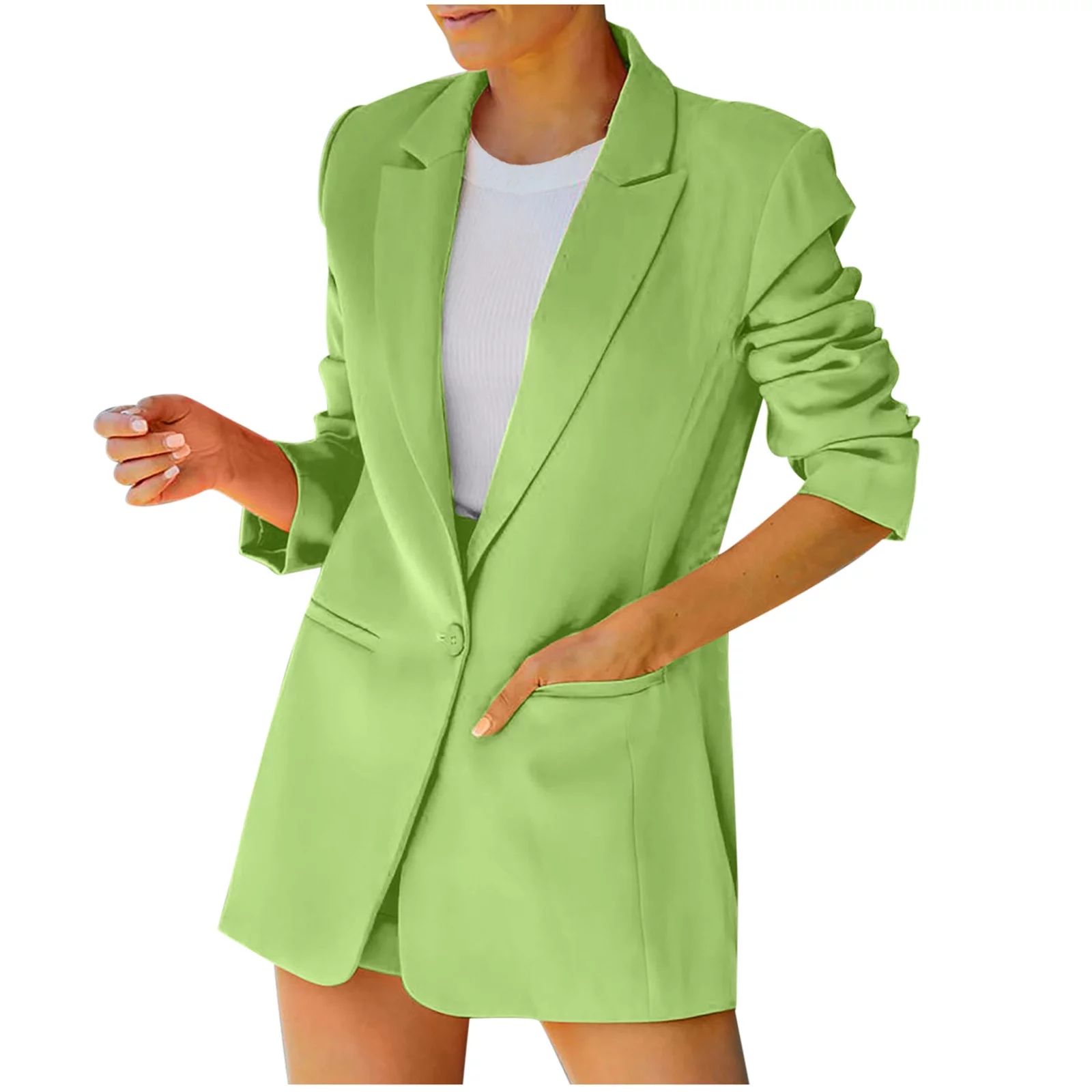 Dezsed Womens Casual Open Front Blazers Clearance Womens Ladies Solid Turn Down Collar Jacket Lon... | Walmart (US)