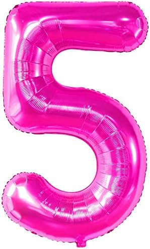 Giant, Pink 5 Balloon Number - 40 Inch | Pink Number 5 Balloon | 5th Birthday Decorations for Girls  | Amazon (US)