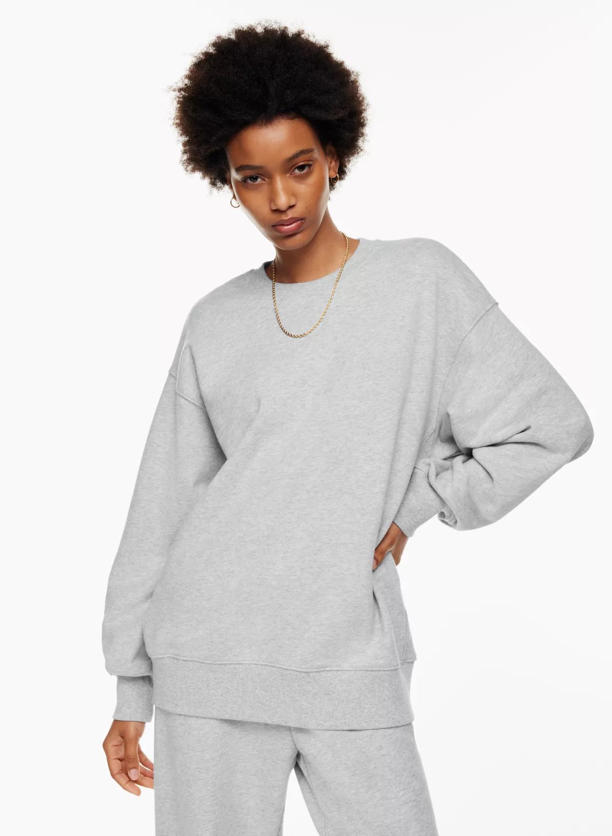 TERRY FLEECE BOYFRIEND CREW SWEATSHIRT | Aritzia