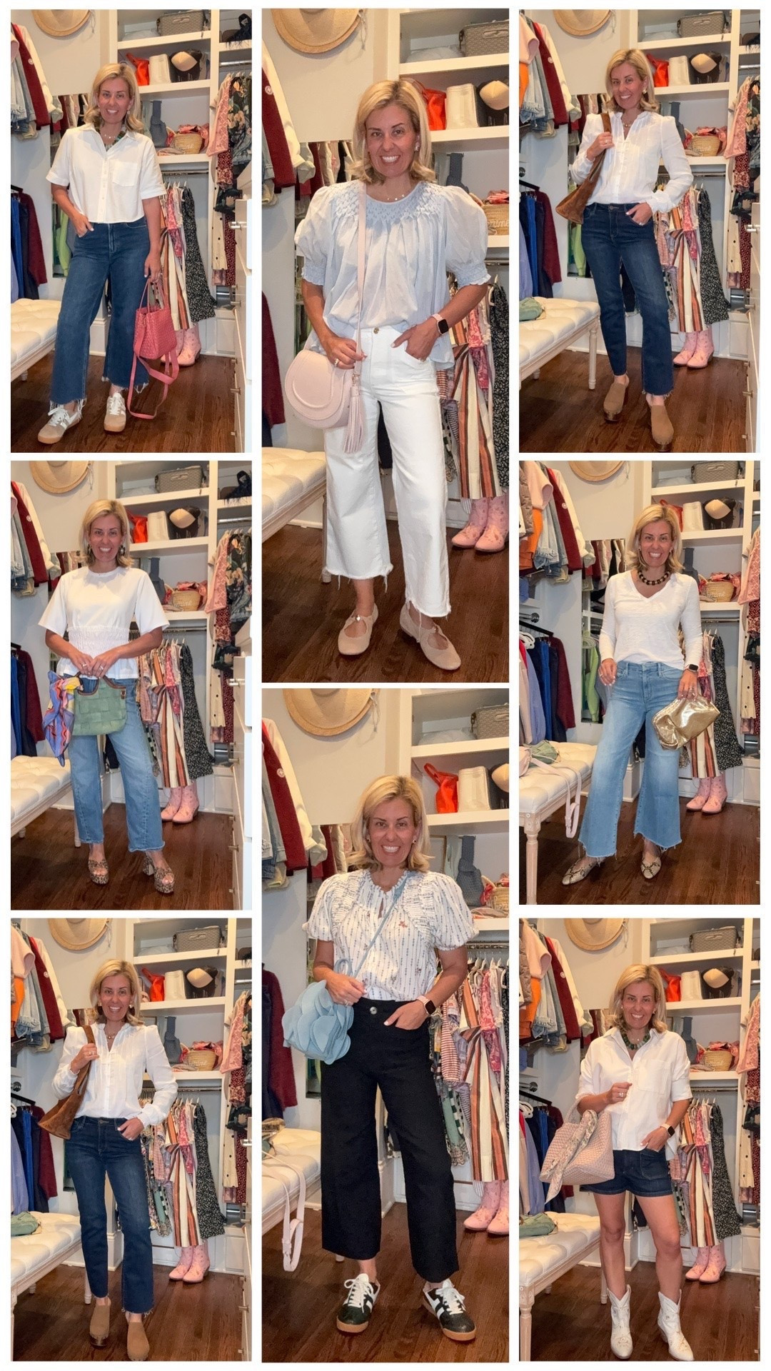 I think this should be our uniform…endless styling possibilities with a white top and jeans. 

Sizing:
All tops size xs except size small in the cropped button down 

Jeans: 
Paige Anessa - 26P
Colette Shorts - 27
Galway - 26P
Becca - 26
Mother - 26P
Magic Fabric - 26P

Codes:
*Lilla P - CMLP15
*Avara - mixandmatch15
*Erin McDermott- mixandmatch

#LTKdayinmylife #LTKSeasonal #LTKOver40