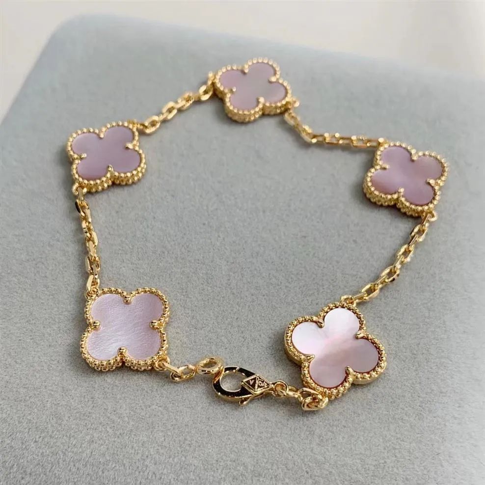 Van Bracelets Designer 2023 Luxury Clover Designer Bracelet Mother of Pearl 18K Gold Brand Love B... | DHGate