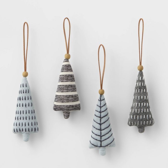 4ct Felt Tree with Stitching Christmas Ornament Set - Wondershop™ | Target