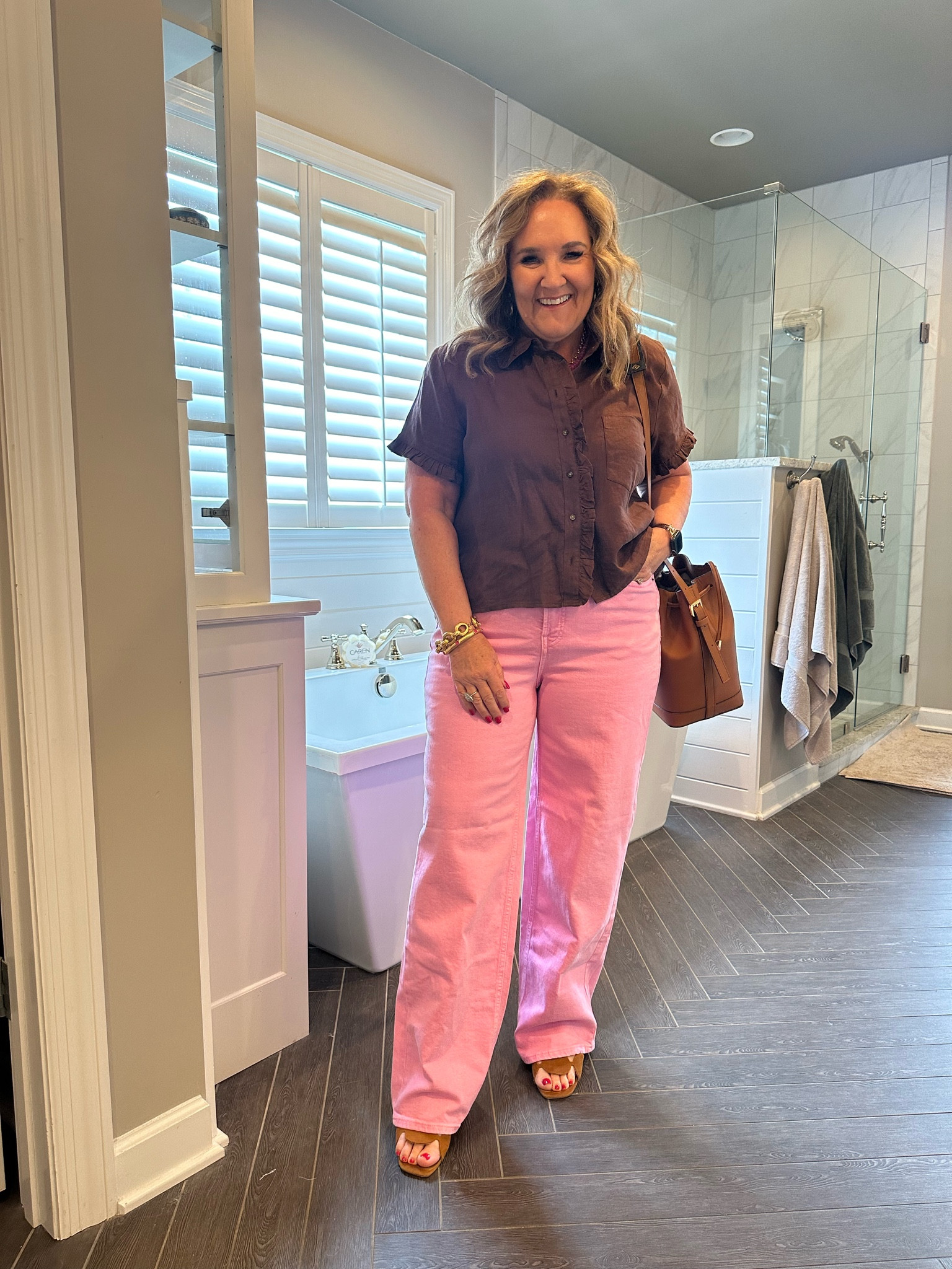 Yes to pink and brown!!!
Jeans size 12 reg
Blouse size 12/large 
Sandals tts. I’ll link these and a new pair I just picked up 

Linen blouse summer outfit spring outfit colored jeans old navy JCREW

#LTKsalealert #LTKover40 #LTKfindsunder100