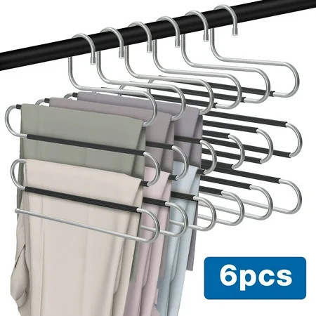 Hangers for Pants Clothes Hangers 6pcs Stainless Steel Pants Hangers Space Saving for Trousers Skirts Jean | Walmart (US)