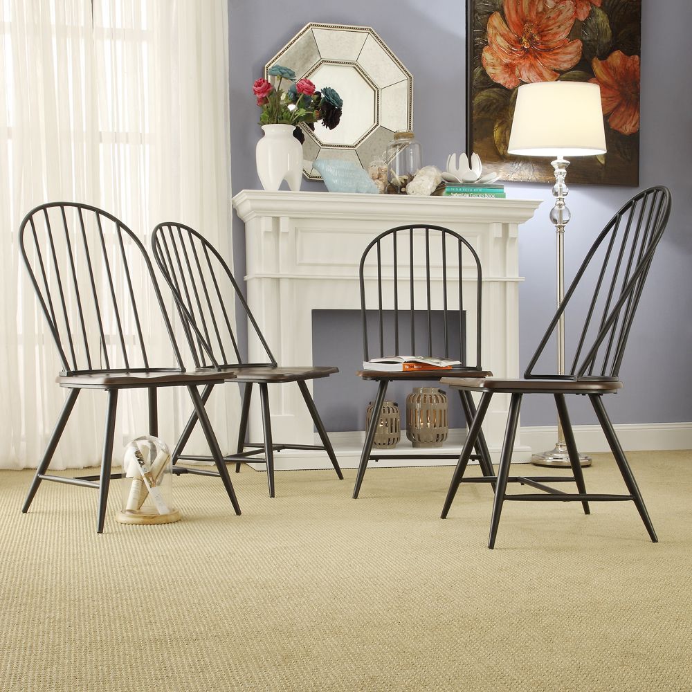 Set of 4 Raelyn Two-Tone Spindle Windsor Dining Chairs Black - Inspire Q | Target
