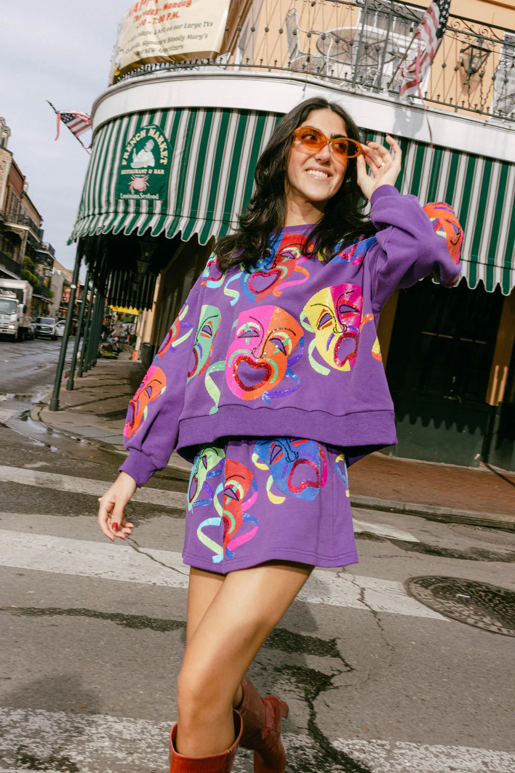 Purple Multi Mardi Gras Mask Skort | Queen of Sparkles