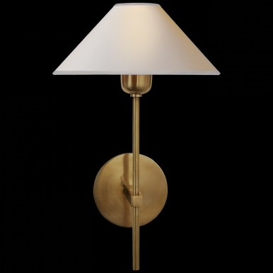 Hackney Wall Sconce, 1-Light, Hand-Rubbed Antique Brass, Round Natural Paper Shade, 14"H (SP 2022... | Lighting Reimagined