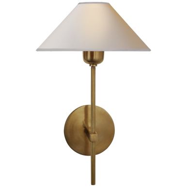 Hackney Wall Sconce, 1-Light, Hand-Rubbed Antique Brass, Round Natural Paper Shade, 14"H (SP 2022... | Lighting Reimagined