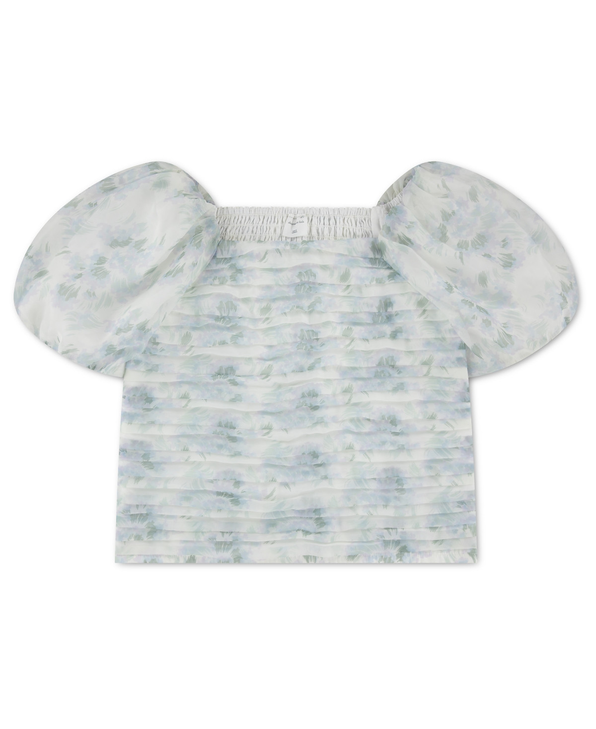 abercrombie kids Girls' Emerson Organza Puff-Sleeve Square Neck Top - Jet Stream | Macy's
