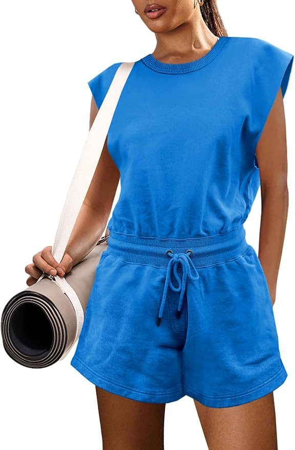 LAMISSCHE Womens Workout Romper with Pockets Sleeveless One Piece Short Jumpsuits Casual Open Bac... | Amazon (US)