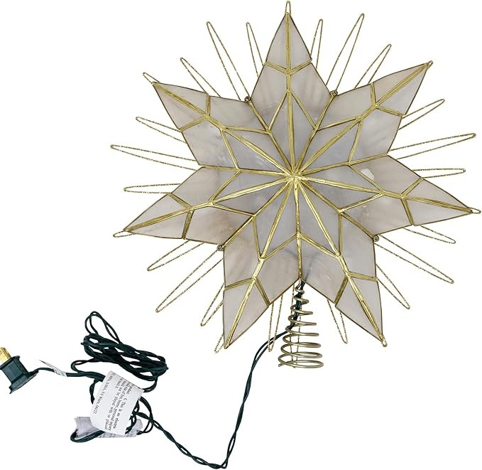 Kurt Adler 14" 7-Point Natural Capiz Star Lighted Treetop | Amazon (US)