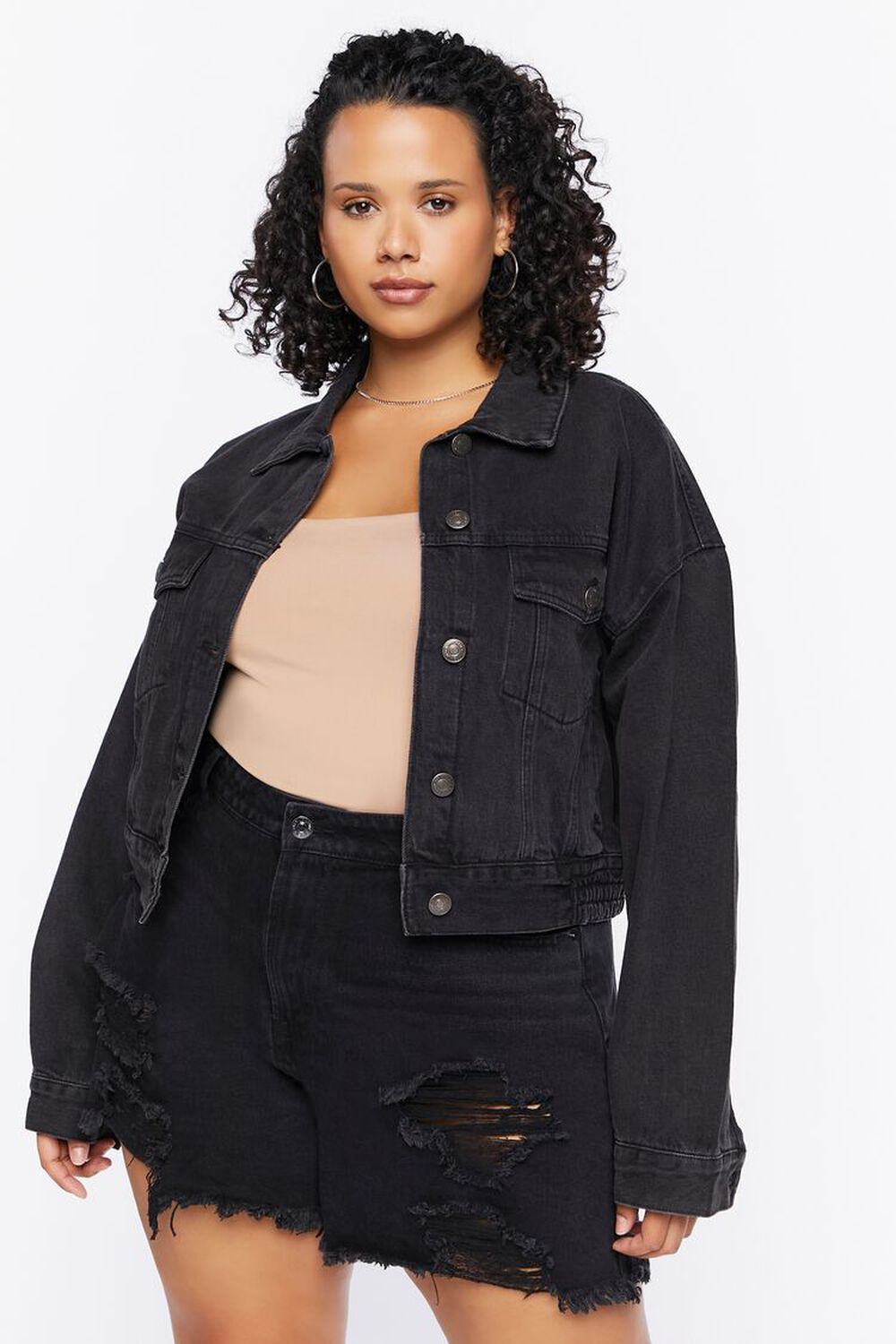 Plus Size Denim Cropped Jacket | Forever 21 | Forever 21 (US)