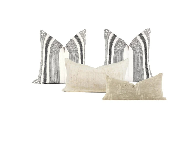 Black, White and Neutral Bed Pillow Combination | Etsy (US)