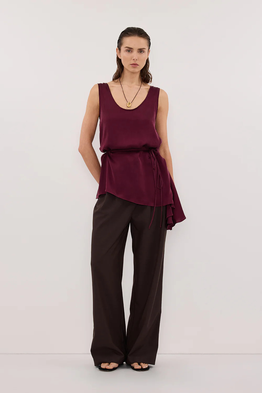 LETTIE MERLOT SILK CAMI TOP | DISSH