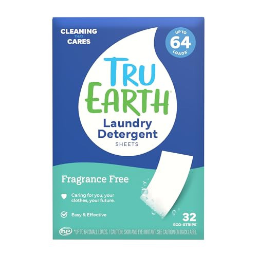 Tru Earth Compact Dry Laundry Detergent Sheets, Unscented - Up to 64 Loads (32 Sheets) - Paraben-Free - Original Eco-Strip Liquidless Laundry Detergent, Travel Laundry Sheets | Amazon (CA)