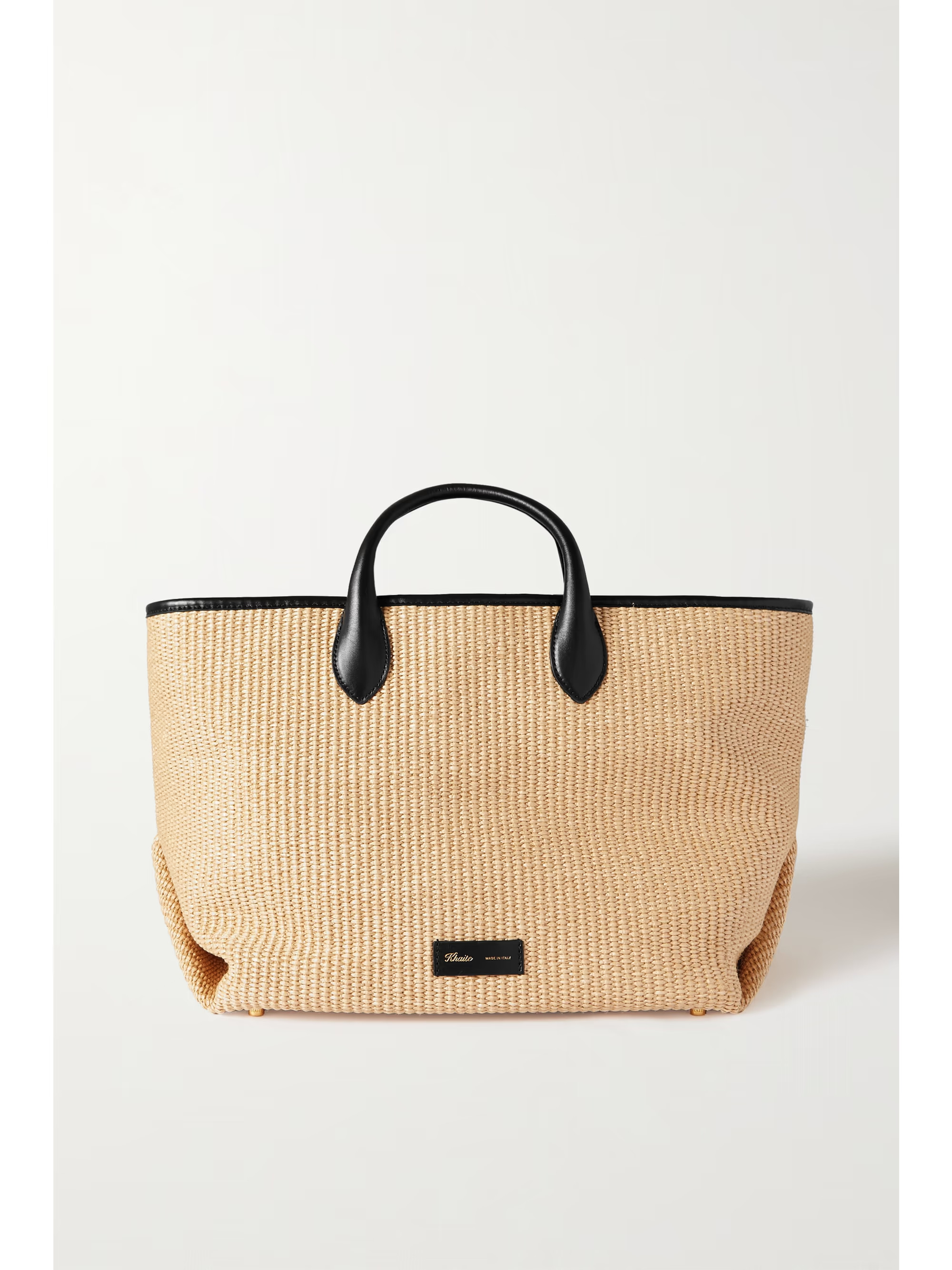 Amelia medium leather-trimmed raffia tote | NET-A-PORTER (US)