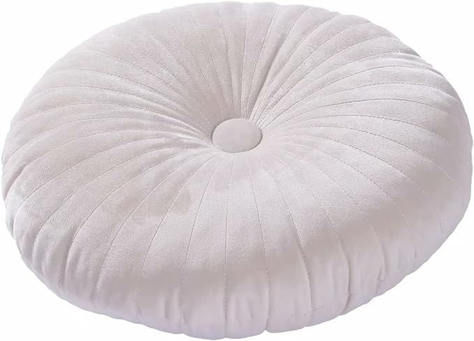 Round Pillow Cushion for Couch Velvet Decorative Small Throw Pillow Solid Color for Living Room B... | Amazon (US)