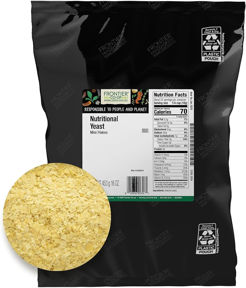 Frontier Nutritional Yeast Mini Flakes, 1-Pound Bulk Bag, Essential B Vitamins, Non-Irradiated, K... | Amazon (US)