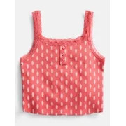 Weekend Academy Girls Henley Tank Top with Lace Trim, Sizes 4-18 | Walmart (US)