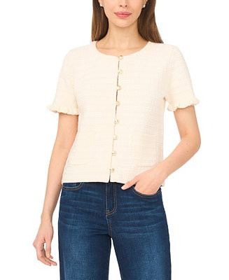 Women's Crewneck Short-Sleeve Cardigan Sweater | Macy's