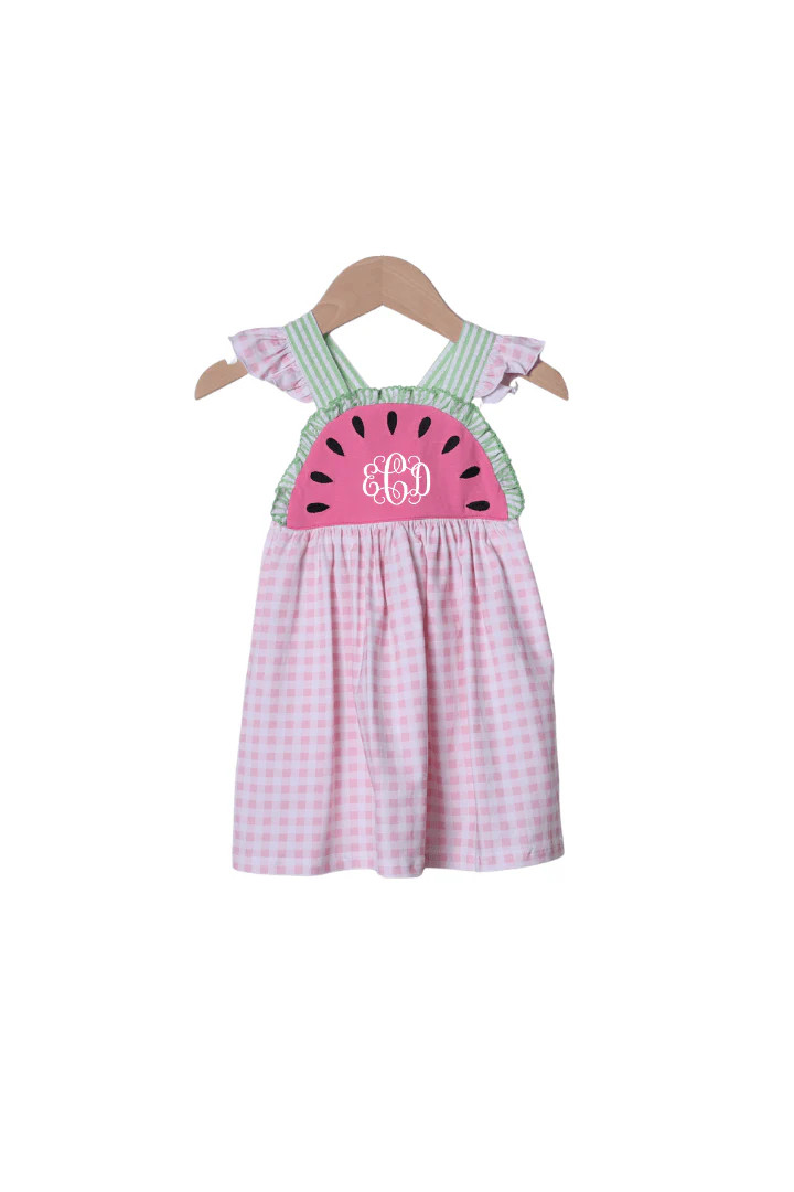 Watermelon Pink Gingham Sun Dress | The Smocked Flamingo