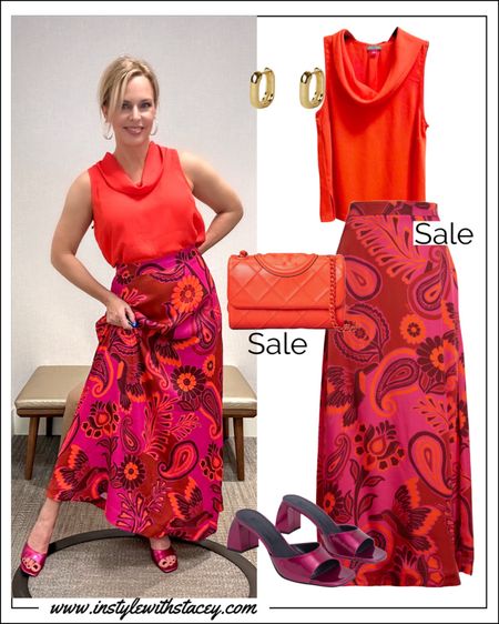 If you don’t need to be SUPER dressed up, this maxi skirt is a great option 🔥The skirt and handbag are on SALE for a limited time too! I would wear this with a T-shirt and a wedge/platform/block sandal as well. #LTKTravel #LTKWedding

#LTKover40 #LTKparties #LTKsalealert
