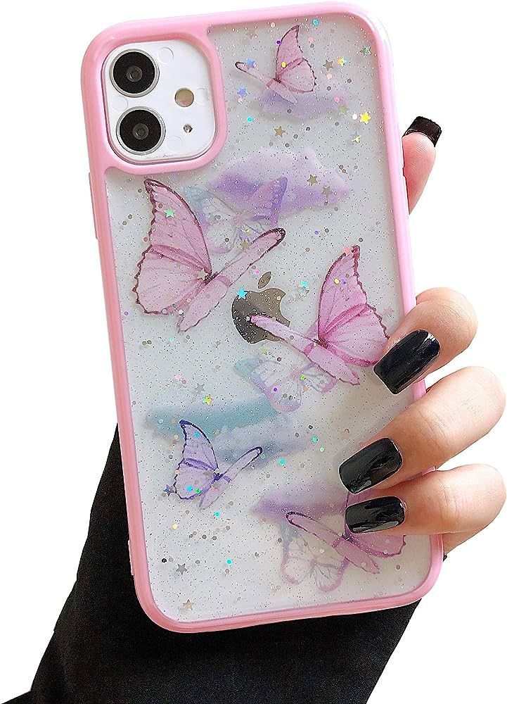 DEFBSC Compatible with iPhone 12 Case, iPhone 12 Pro Case, Butterfly Bling Glitter Design Cute Ca... | Amazon (CA)