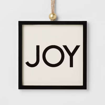 Wood Framed 'Joy' Christmas Tree Ornament Black/White - Wondershop™ | Target