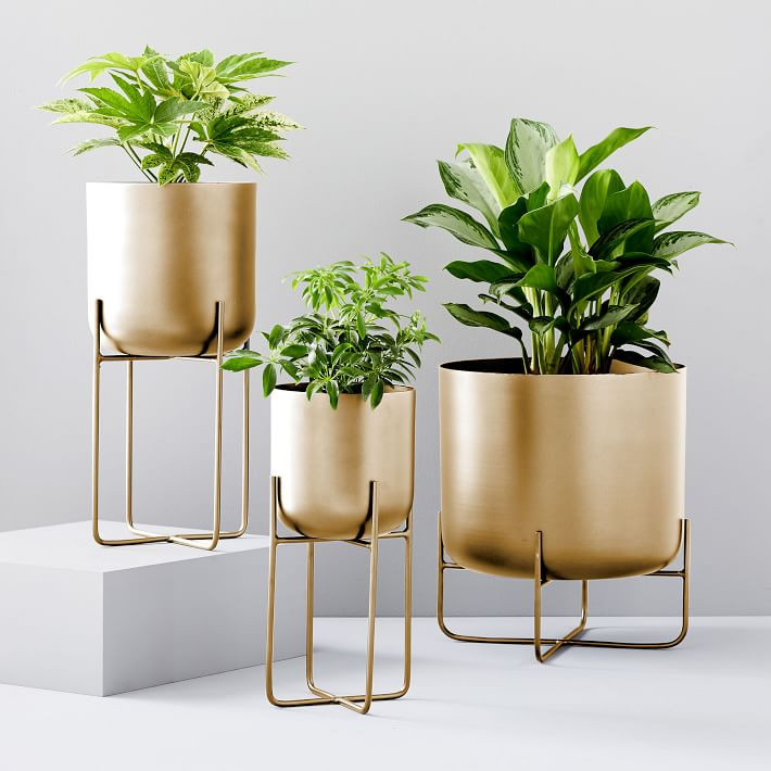Spun Metal Standing Planters | West Elm (US)