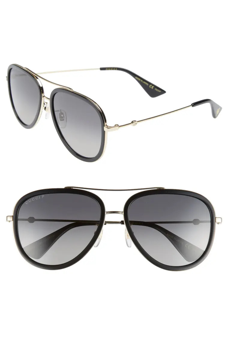 Web Block Pilot 57mm Polarized Aviator Sunglasses | Nordstrom