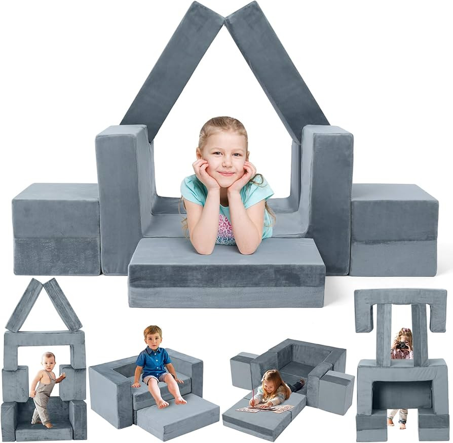2024 Newest Kids Couch Sofa, 7 Pcs Modular Toddler Couch, Freely Removable Kids Chair Sofa for Pl... | Amazon (US)