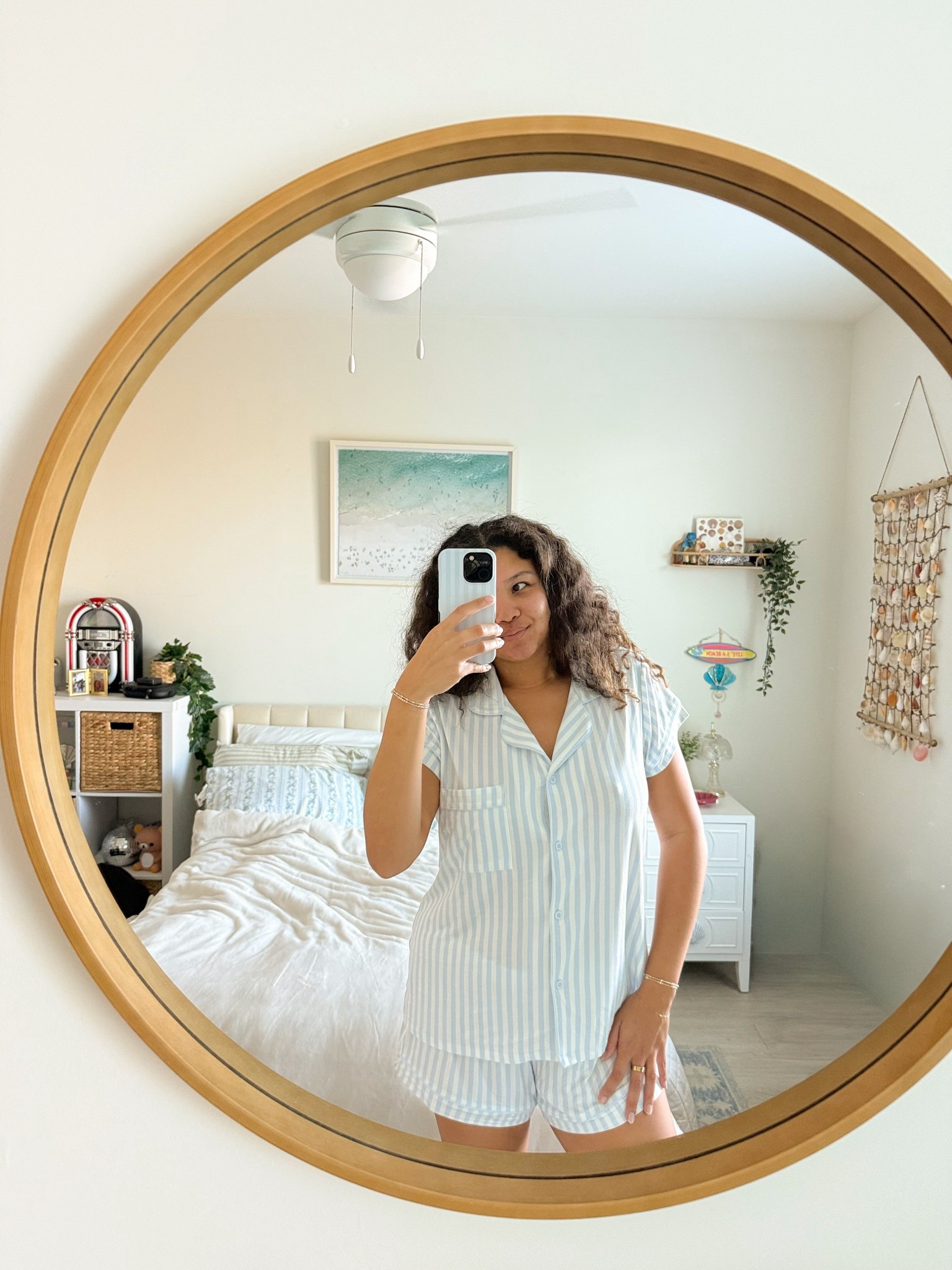 coastal blue stripe short sleeve pajamas
