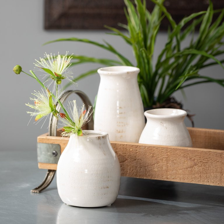Sullivans Set of 3 Petite Distressed White Ceramic Vases 3"H, 4.5"H & 5.5"H | Walmart (US)