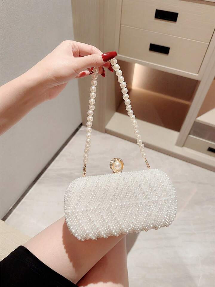 1pc Elegant Faux Pearl Shaped Evening Bag, Formal Party Clutch, Romantic Wedding Bridal Hand Bag,... | SHEIN