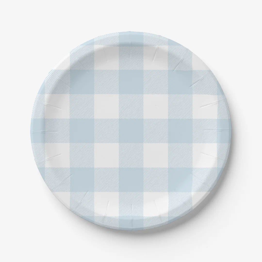 Blue and White Buffalo Check Paper Plates | Zazzle | Zazzle