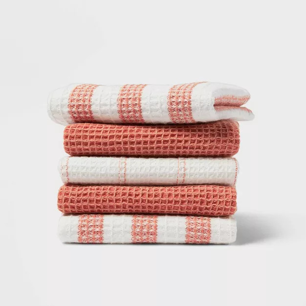 5pk Cotton Striped Waffle Dishcloths - Threshold™ | Target