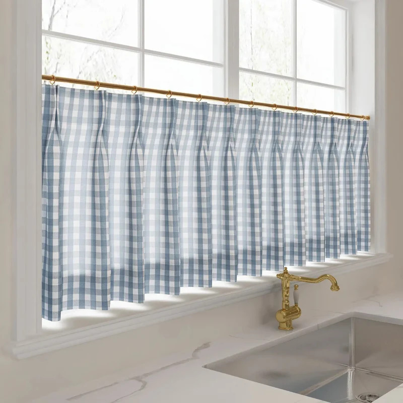 Celia Striped Plaid Cafe Curtain | TWOPAGES