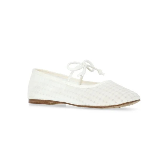 Madden NYC Little and Big Girls' Gingham Mesh Ballet Flats | Walmart (US)