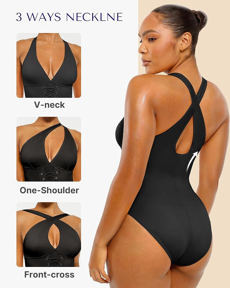 SHAPELLX Women One Piece Swimsuits Tummy Control Bathing Suits Push Up Slimming Swimwear with Bui... | Amazon (US)