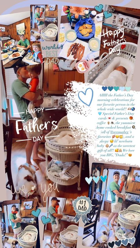 Allllll the Father’s Day morning celebrations for our favorite person in the whole wide world!! 🫶🏽🌎🩵 Special Father’s Day cards 💌 & presents 🎁, coffee 🧋☕️, the yummiest home cooked breakfast 🍳 (all of @wesmabry ‘s favorites 🥓😋🍯), and a sleepy 😴 lil’ newborn baby 👶🏼💤 as the sweetest gift of all!! 🥰👼🏼 We love you BIG, “Dada!” 😍

#LTKHome #LTKFamily #LTKBaby
