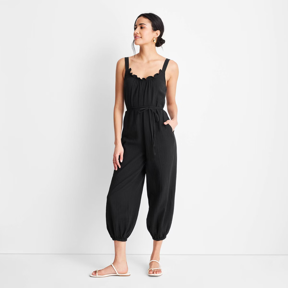 Women's Sleeveless Low Back Cord Jumpsuit - Future Collective™ with Jenny K. Lopez Black XS | Target