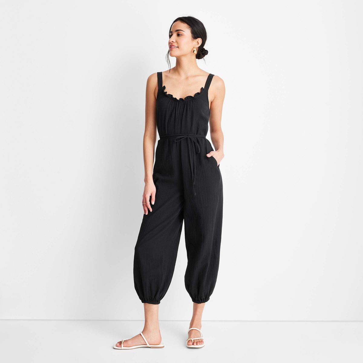Women's Sleeveless Low Back Cord Jumpsuit - Future Collective™ with Jenny K. Lopez Black XS | Target