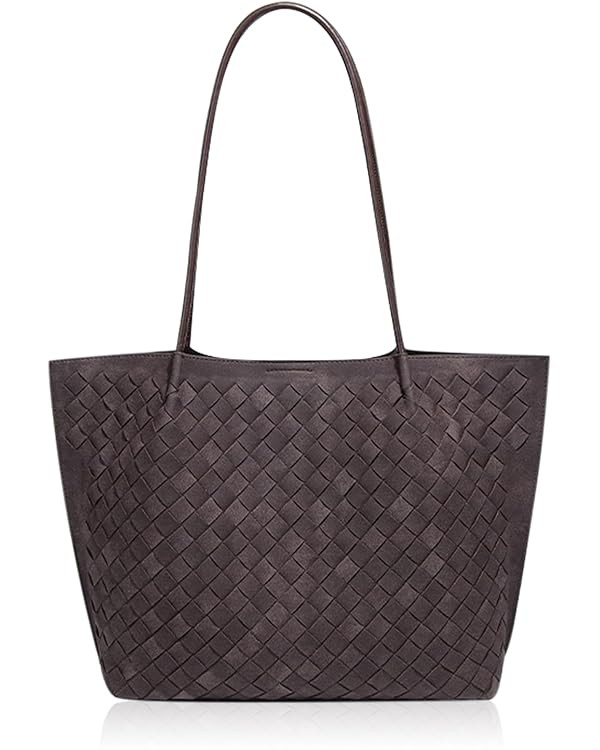 Woven Leather Tote Bag for Women - Large Capacity Shoulder Handbag with Matching Pouch, Stylish | Amazon (US)
