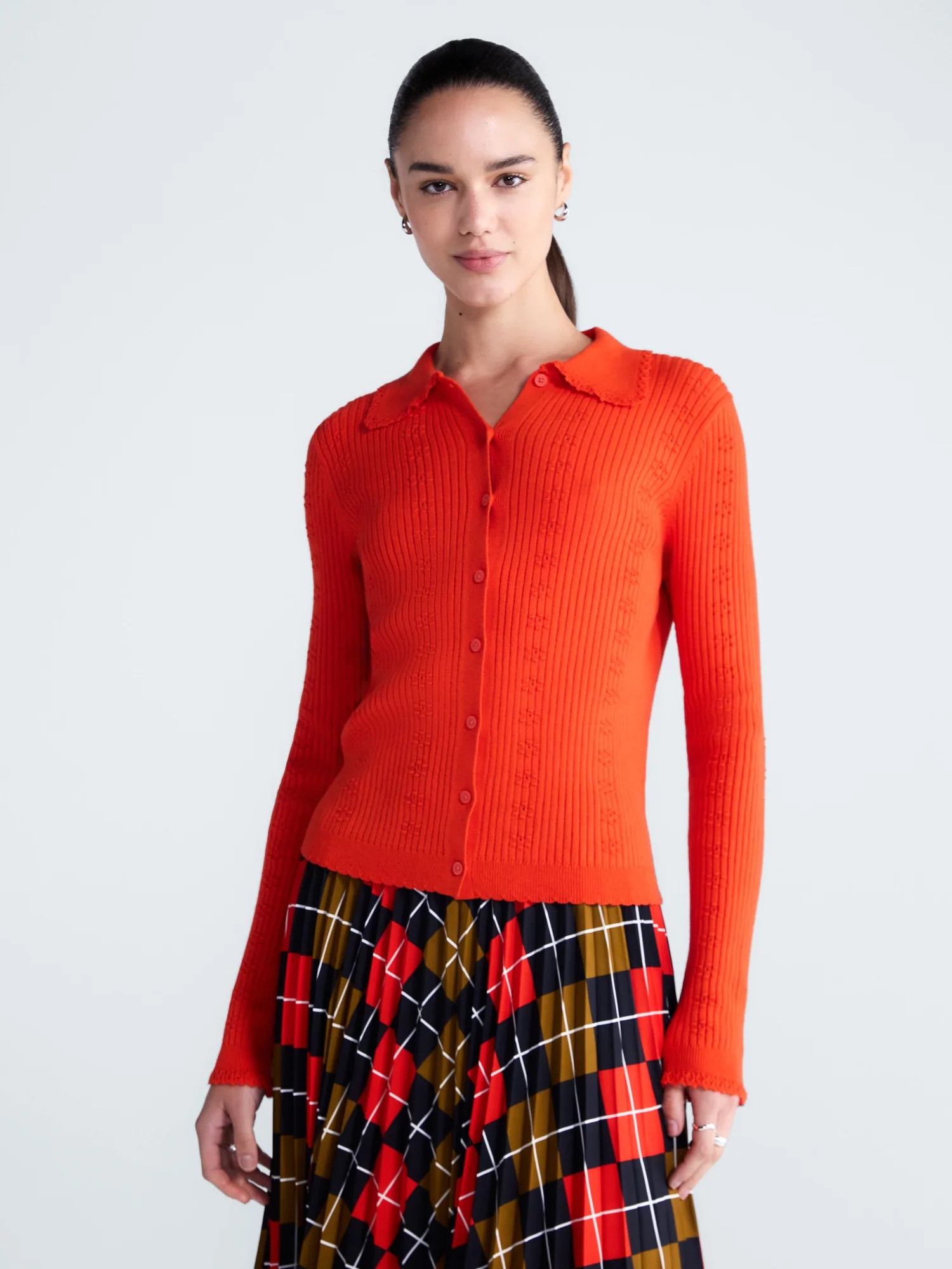 Free Assembly Women's and Women's Plus Pointelle Trim Cardigan Sweater, Lightweight, Sizes XS-4X | Walmart (US)